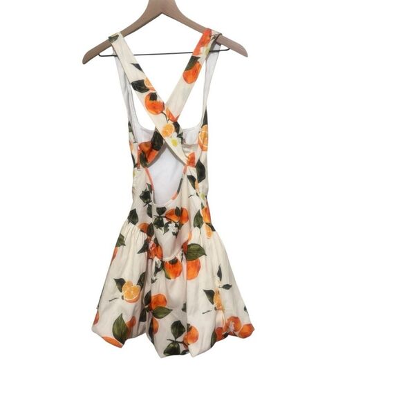ZARA Orange Fruit Print Mini Dress w/ Open Back (S) - Picture 2 of 10